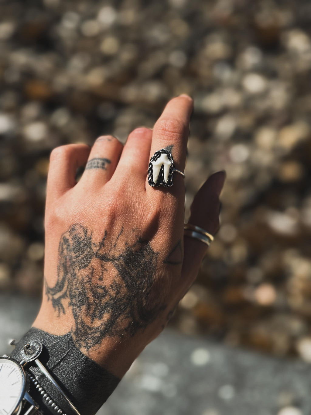 Fox Tooth Sterling Silver Ring