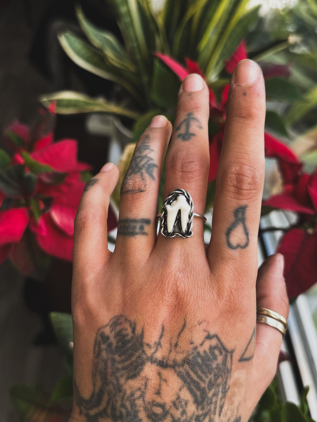 Fox Tooth Sterling Silver Ring