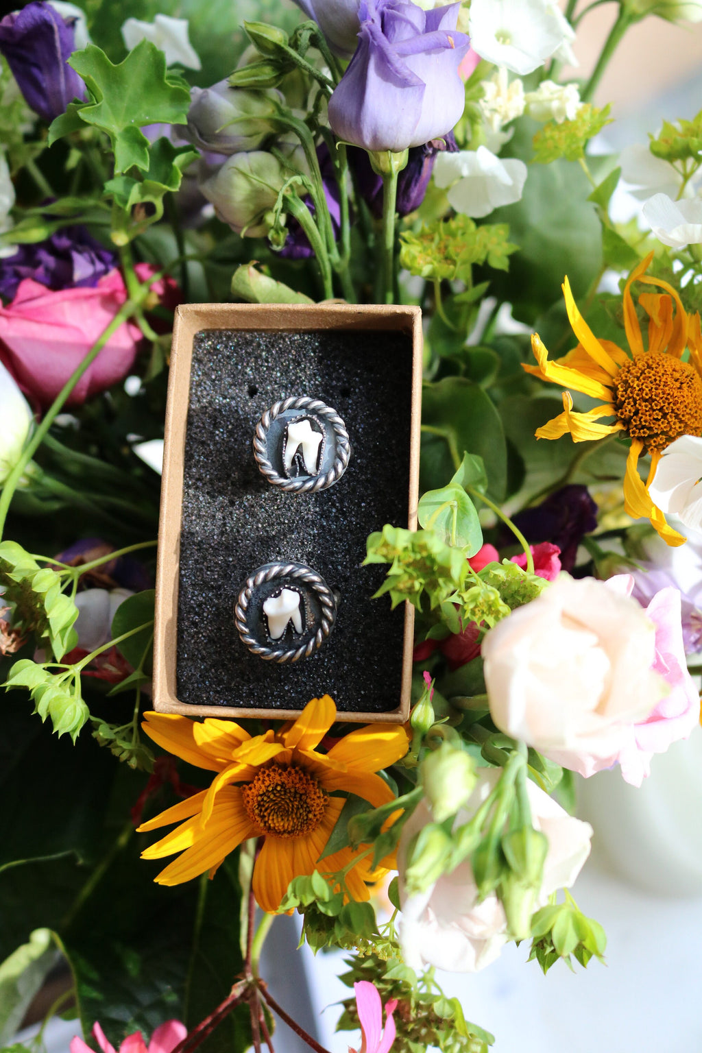 Fox Molar Tooth Sterling Silver Ring: Handmade Statement Jewelry