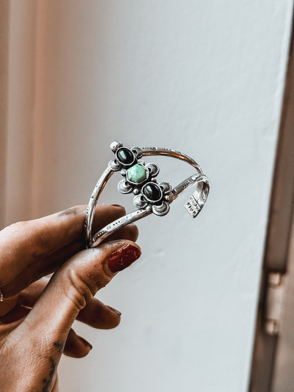 VALKYRJA Cuff Bracelet  with Black Onyx and Turquoise | 925 Silver