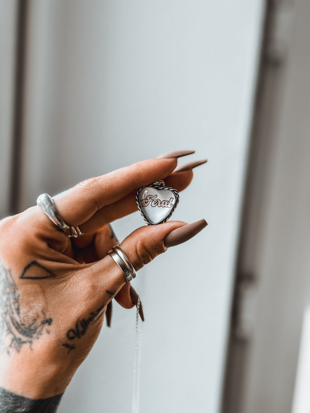 FERAL Necklace | Glass Heart in 925 Silver