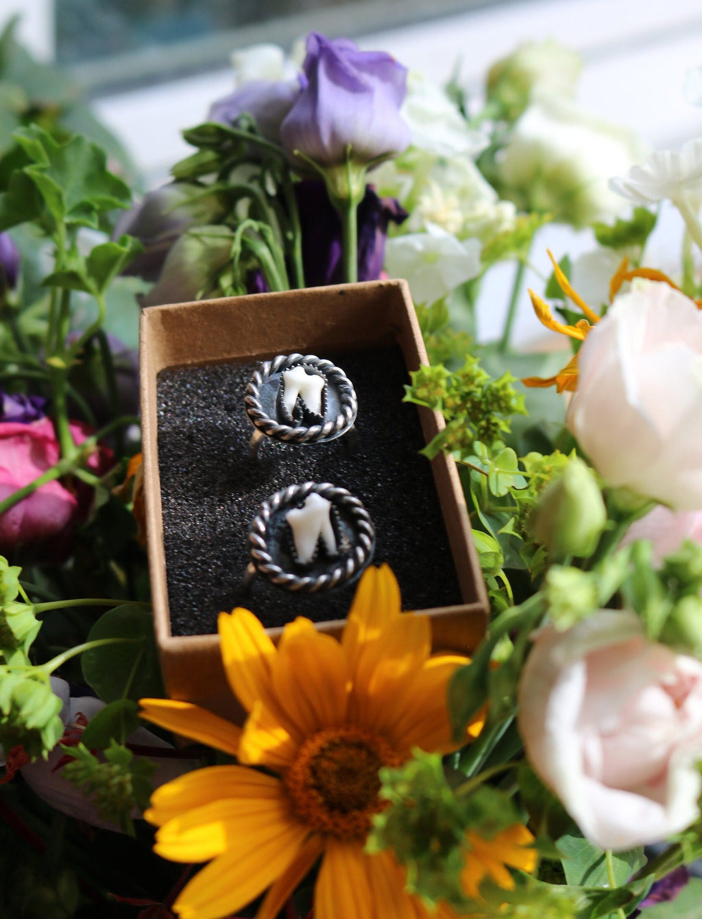 Fox Molar Tooth Sterling Silver Ring: Handmade Statement Jewelry