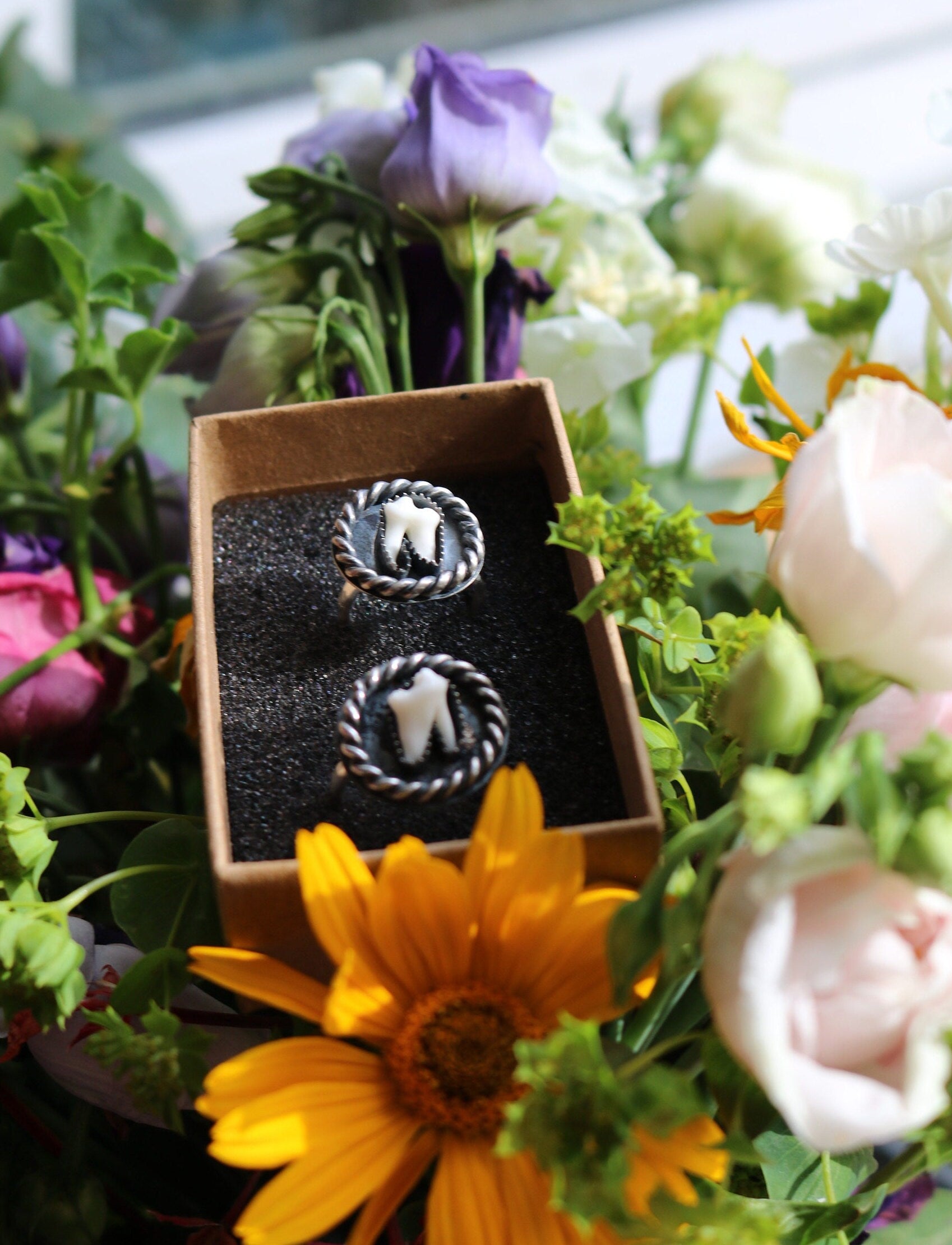 Fox Molar Tooth Sterling Silver Ring: Handmade Statement Jewelry