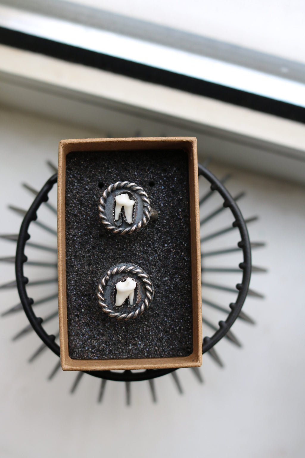 Fox Molar Tooth Sterling Silver Ring: Handmade Statement Jewelry