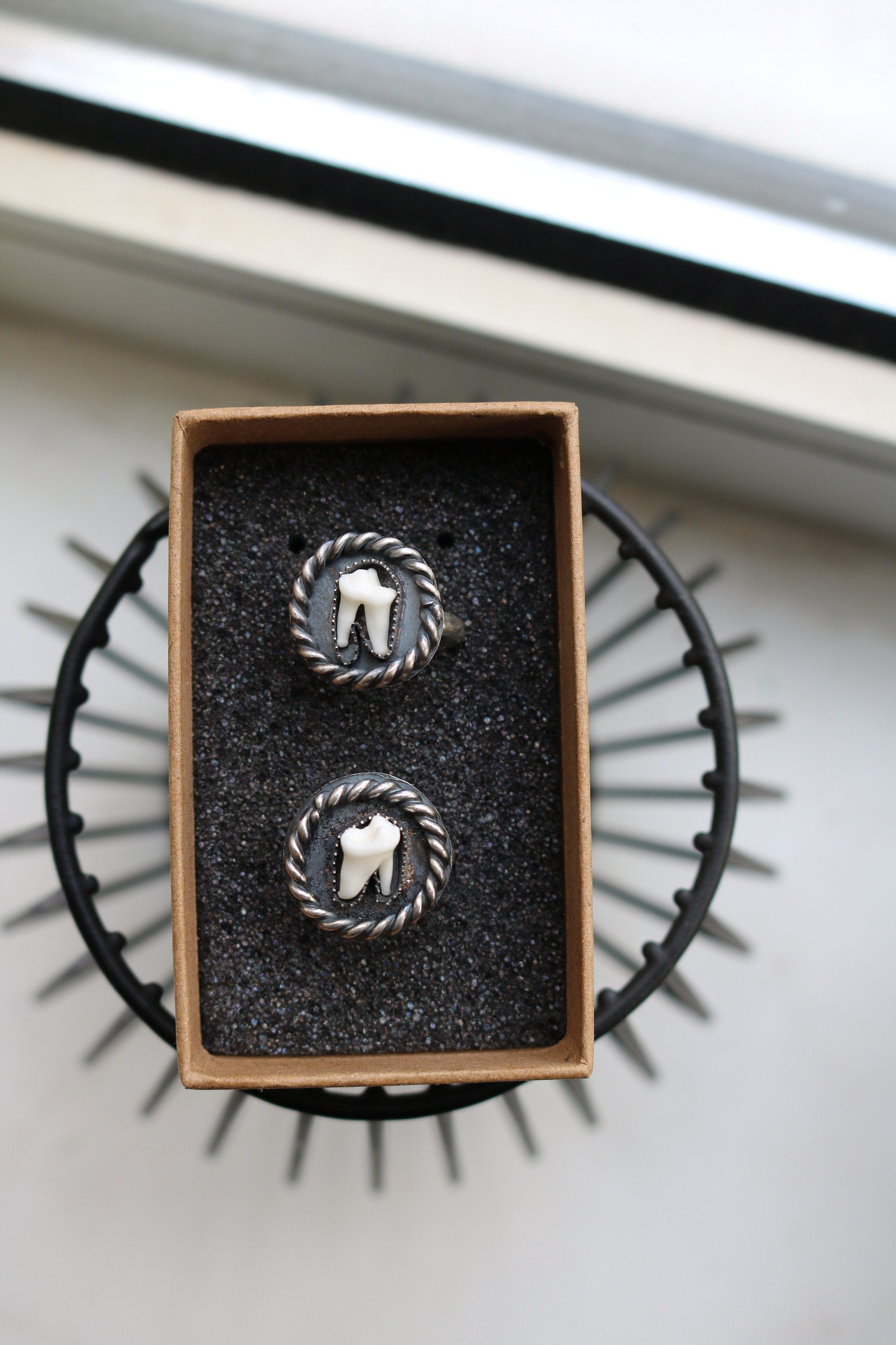 Fox Molar Tooth Sterling Silver Ring: Handmade Statement Jewelry
