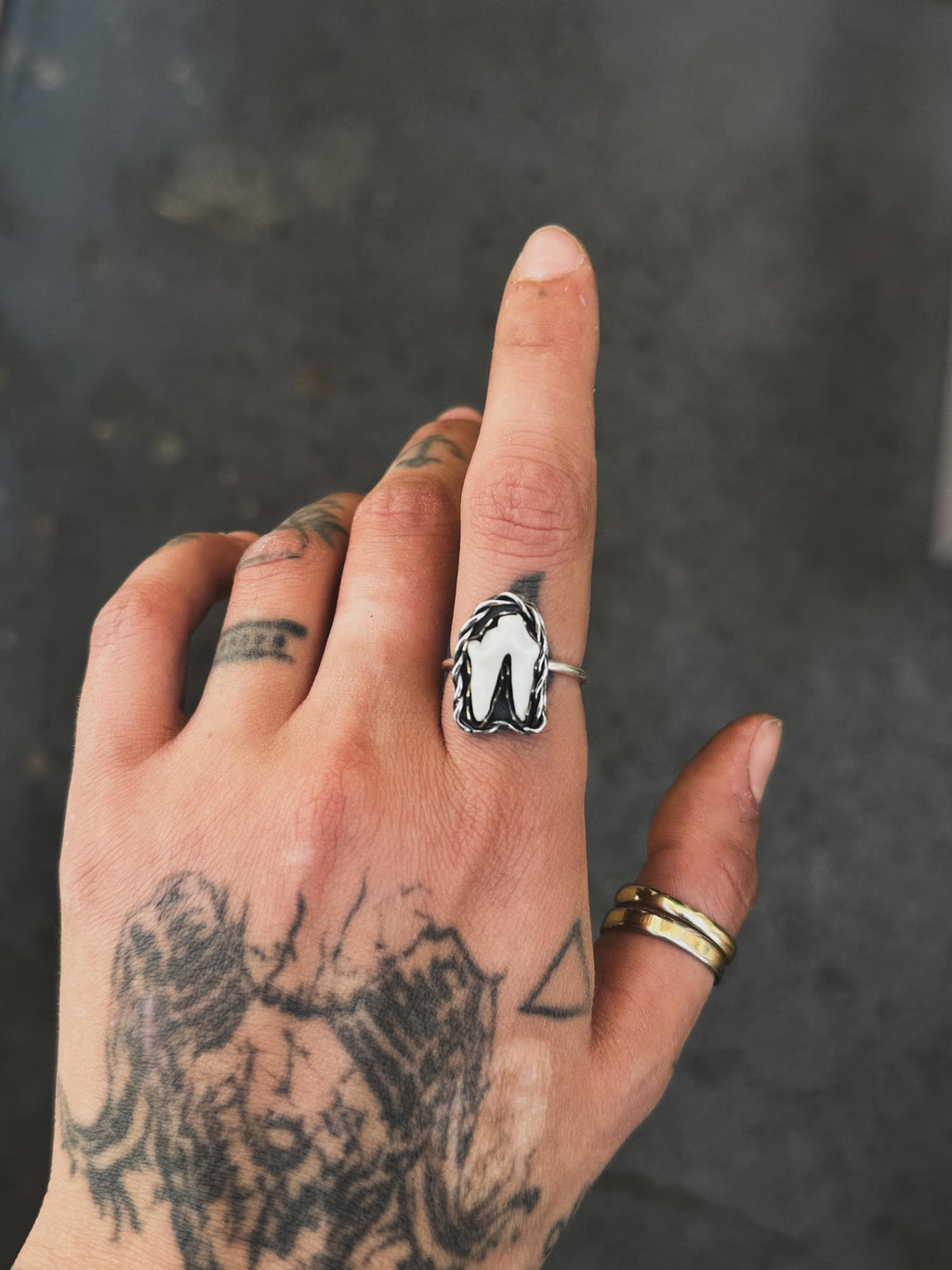 Fox Tooth Sterling Silver Ring