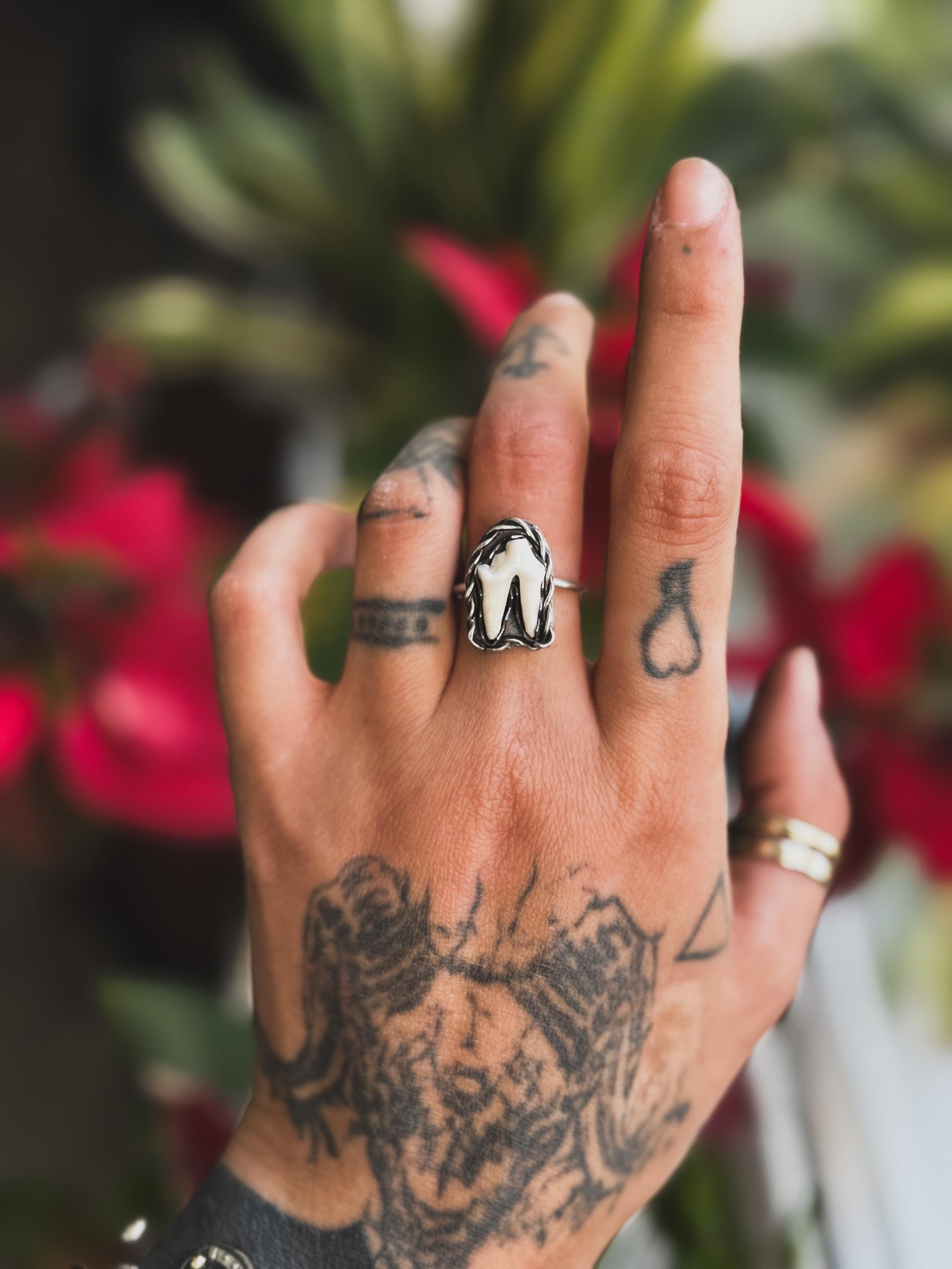 Fox Tooth Sterling Silver Ring