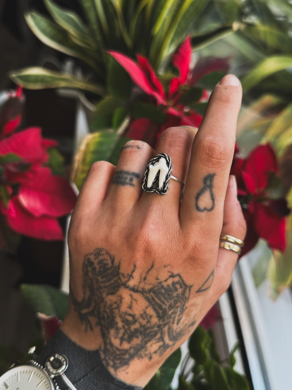 Fox Tooth Sterling Silver Ring