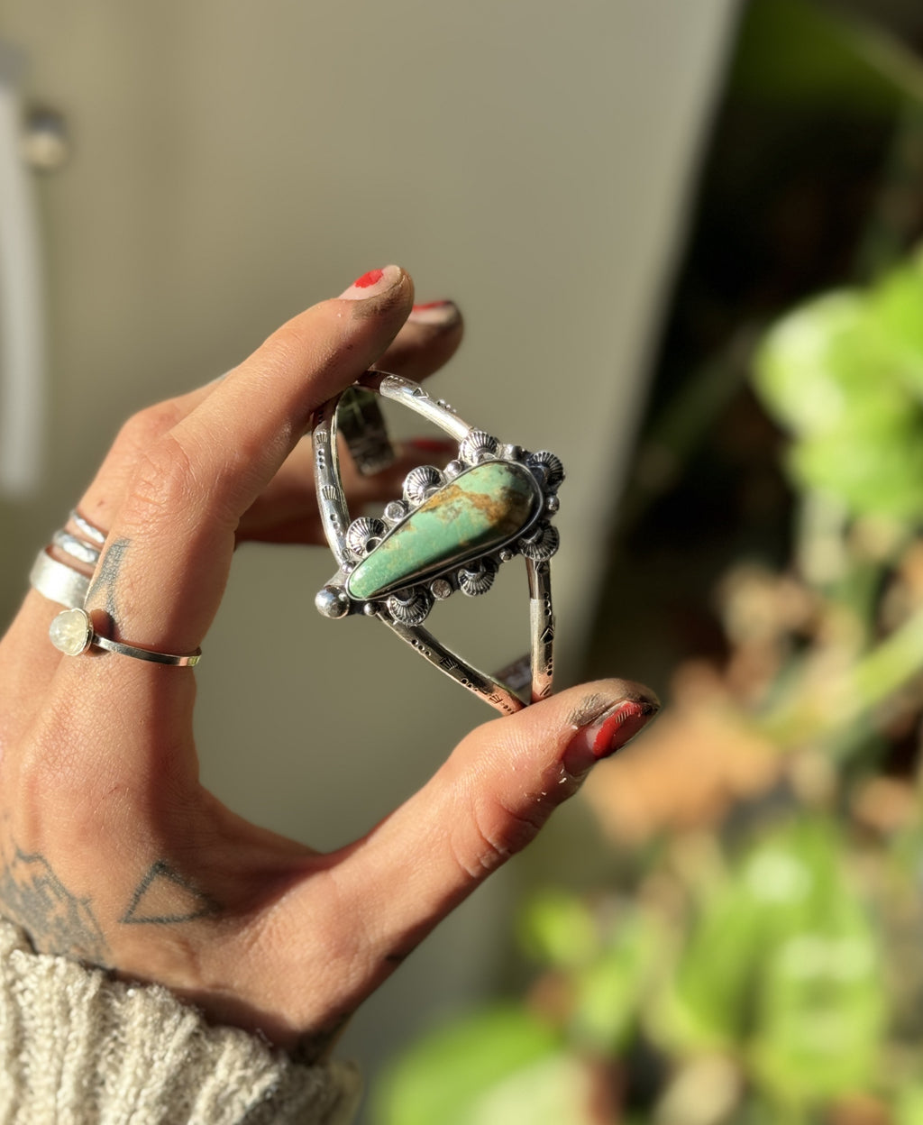 ARIZONA Cuff Bracelet | Genuine Kingman Turquoise | 925 Silver