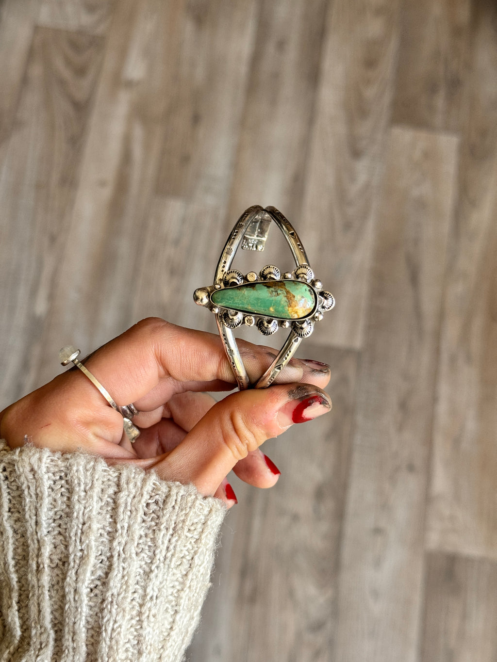 ARIZONA Cuff Bracelet | Genuine Kingman Turquoise | 925 Silver